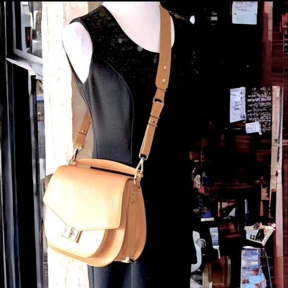 NEW The Kooples | Leather Calfskin |Satchel Crossbody bag Mustard Yellow | $485 - Picture 4 of 13